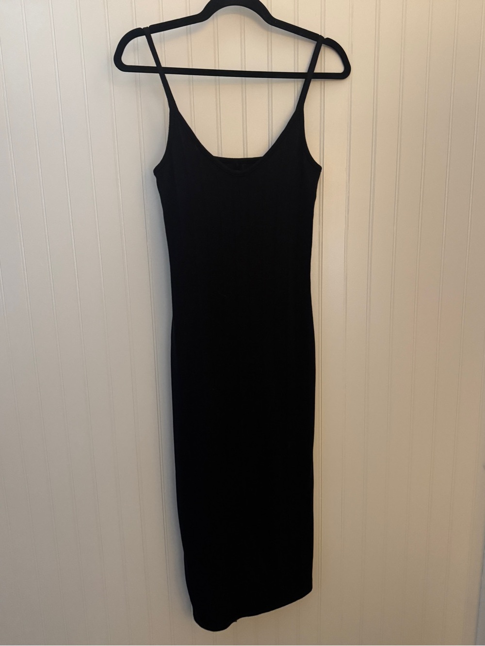 Wild Fable Ribbed Midi Tank Dress with Side Slit Black Medium